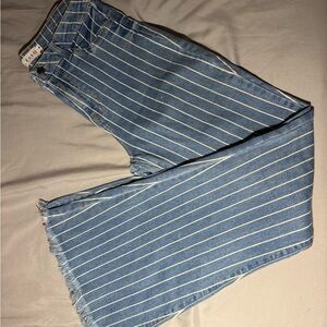 Cello Blue and White Striped Flare Jeans